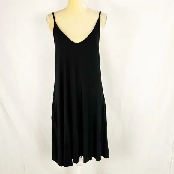 Womens Size L Black Sleeveless Tank Dress w Pockets - Picture 2 of 15